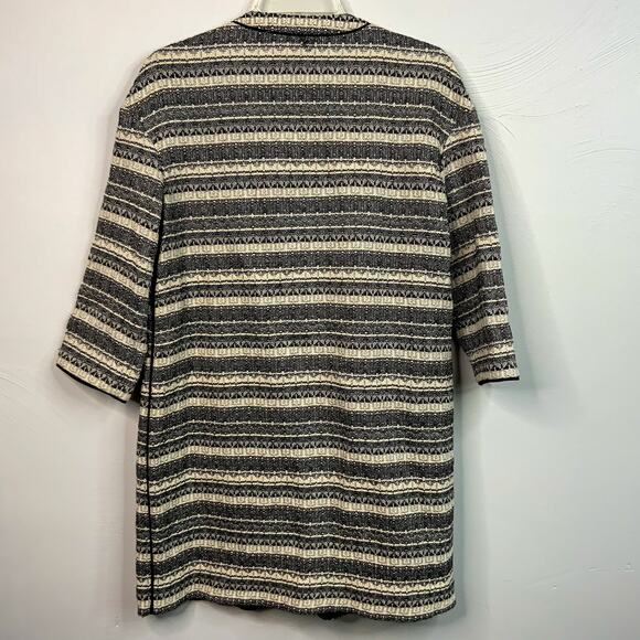 Anne Klein Cream & Navy Open Front Jacket - Picture 9 of 11